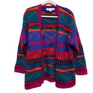 VTG Limited Mohair Geometric Long Cardigan Sweater Small